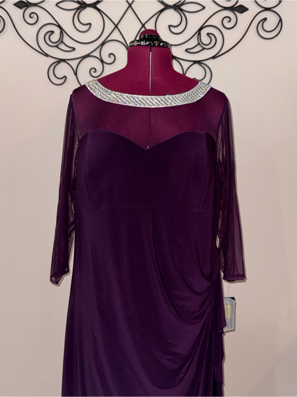 Alex Evenings New Eggplant Formal Illusion Embellished Neck Ruched Gown, 22w — image 4 of 8